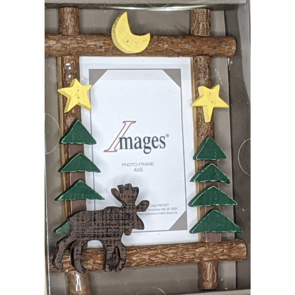 Photo Frame Woods Moose Trees Tabletop Holds 4x6 Photo Images NEW - Picture 2 of 2
